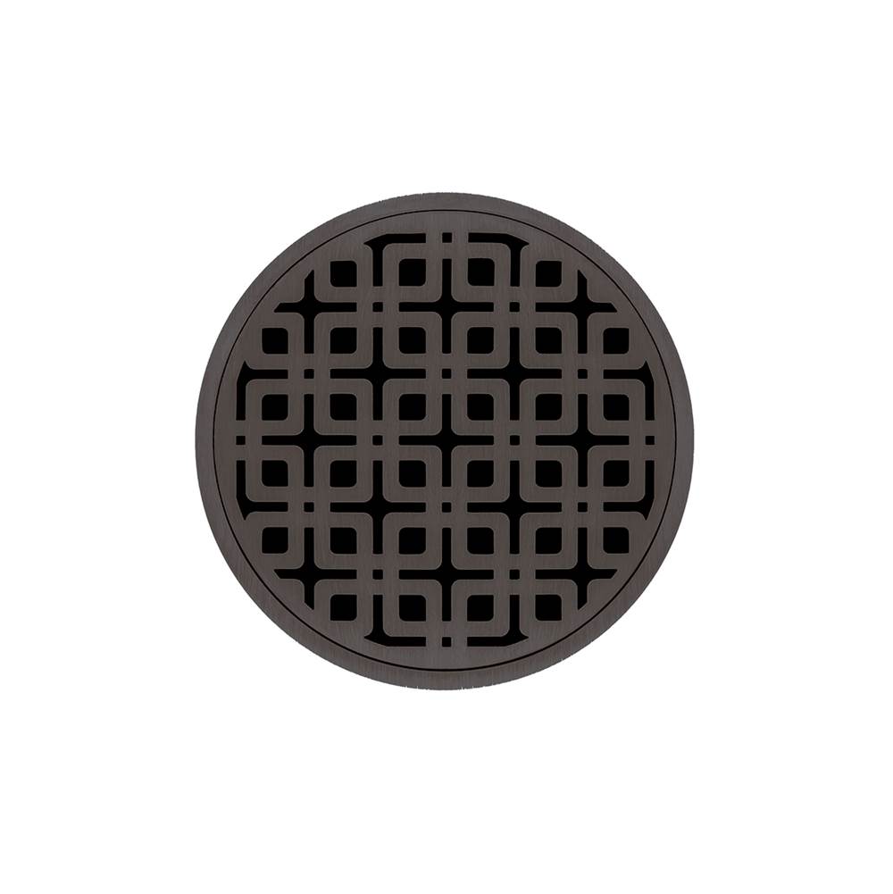 Infinity Drain 5'' Round RKD 5 Complete Kit with Link Pattern Decorative Plate in Oil Rubbed Bronze with PVC Drain Body, 2'' Outlet
