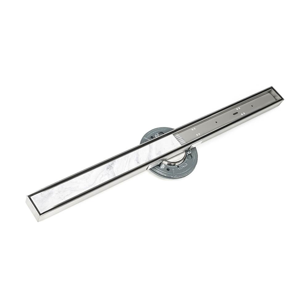 Infinity Drain 80'' S-Stainless Steel Series High Flow Complete Kit with Tile Insert Frame in Satin Stainless with PVC Drain Body, 3'' Outlet