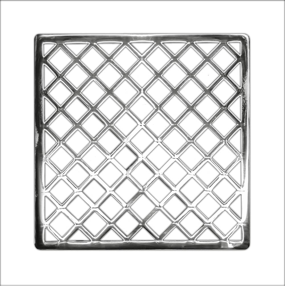 Infinity Drain 5'' x 5'' Criss-Cross Pattern Decorative Plate for X 5, XD 5, XDB 5 in Polished Stainless