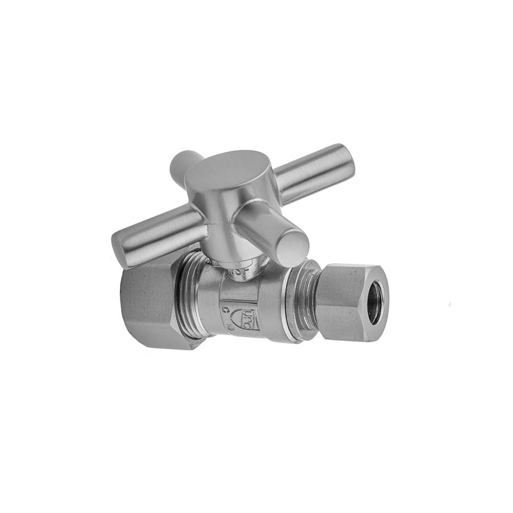 Jaclo Quarter Turn Straight Pattern 5/8'' O.D. Compression (Fits 1/2'' Copper) x 3/8'' O.D. Supply Valve with Contempo Cross Handle