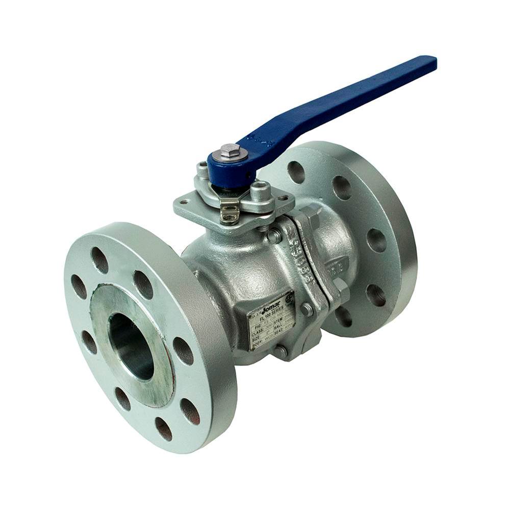 Jomar International LTD Full Port, 2 Piece, Flanged Connectoin, Class 300, Carbon Steel, Stainless Steel Ball And Stem 4''