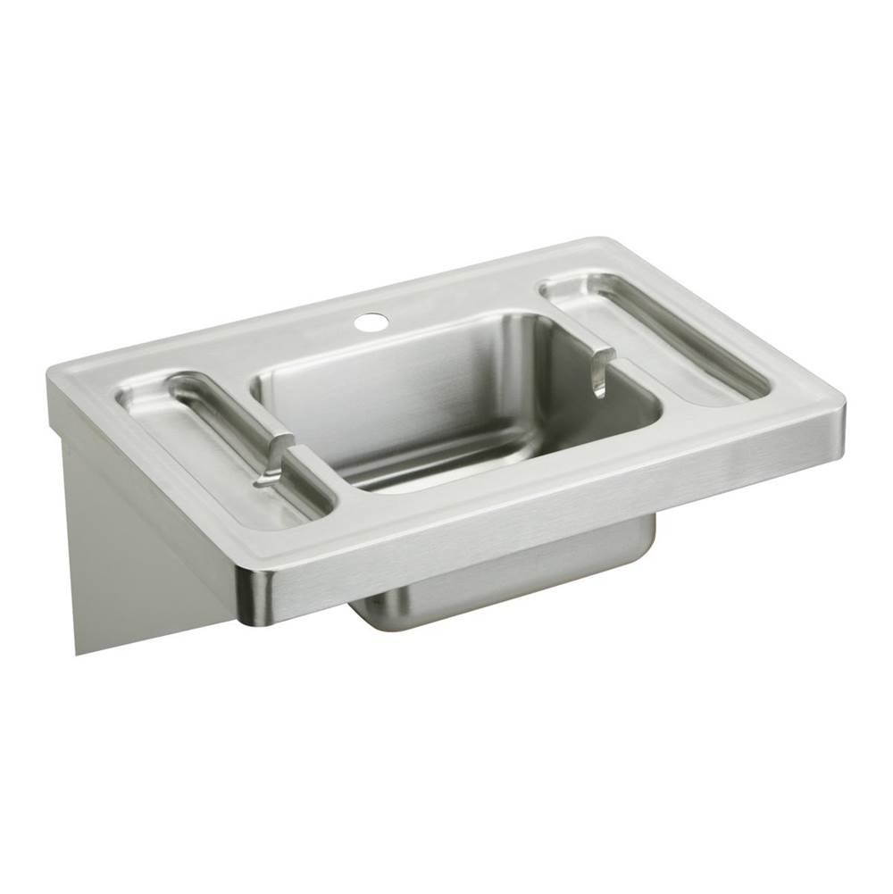 Just Manufacturing Stainless Steel 28'' x 20'' x 7-1/2'' Wall Hung 1-Hole Lavatory Sink