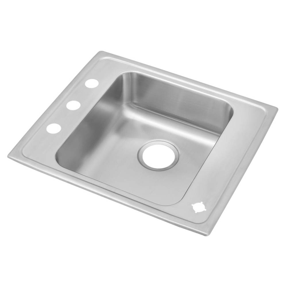 Just Manufacturing Stainless Steel 22'' x 19-1/2'' x 6-1/2'' 1L-Hole Single Bowl Drop-in Classroom ADA Sink w/L and R Faucet Decks