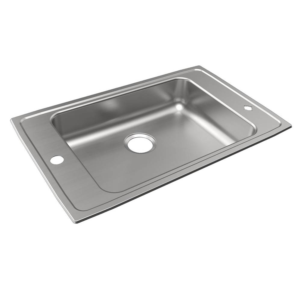 Just Manufacturing Stainless Steel 31'' x 19-1/2'' x 6'' LM-HoleSingle Bowl Drop-in Classroom ADA Sink w/Left and Right Faucet Decks