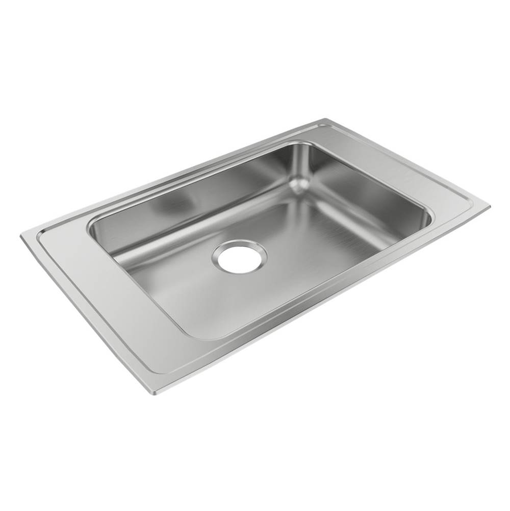 Just Manufacturing Stainless Steel 31''x19-1/2''x5-1/2'' RLM-Hole Single Bowl Drop-in Classroom ADA Sink w/LR Faucet Decks and Overflow