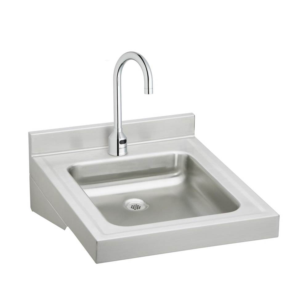 Just Manufacturing Stainless Steel 19'' x 23'' x 4'' Wall Hung Single Bowl Lavatory Sink Kit