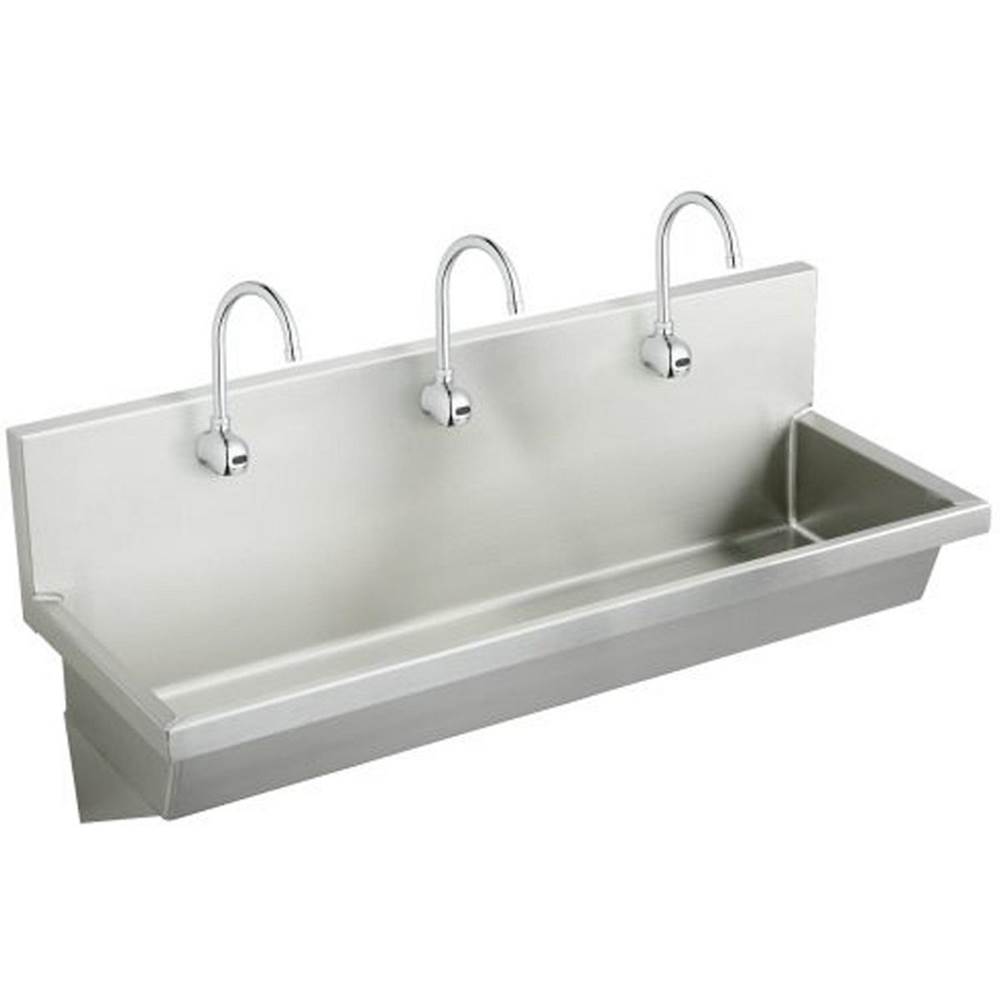Just Manufacturing Stainless Steel 60'' x 20'' x 8'' Wall Hung Multiple Station Hand Wash Sink Kit