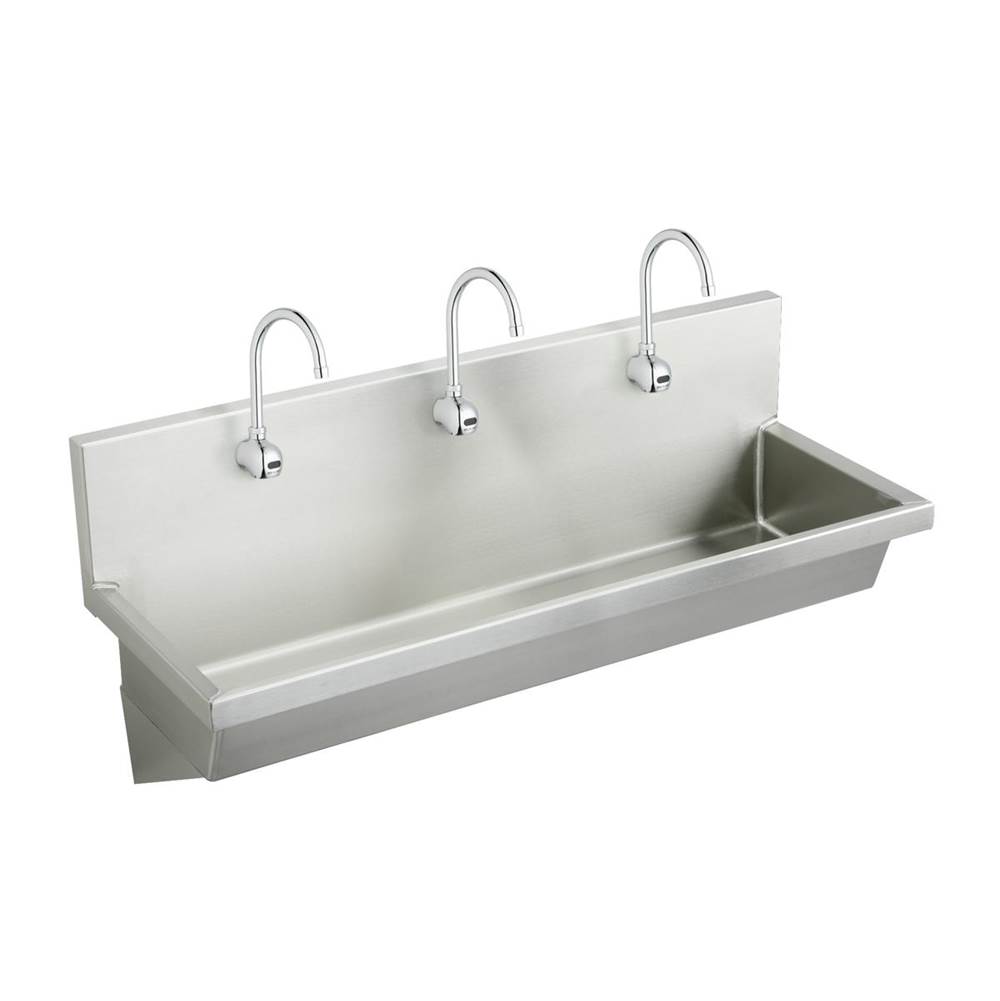 Just Manufacturing Stainless Steel 72'' x 20'' x 8'' Wall Hung Multiple Station Hand Wash Sink Kit