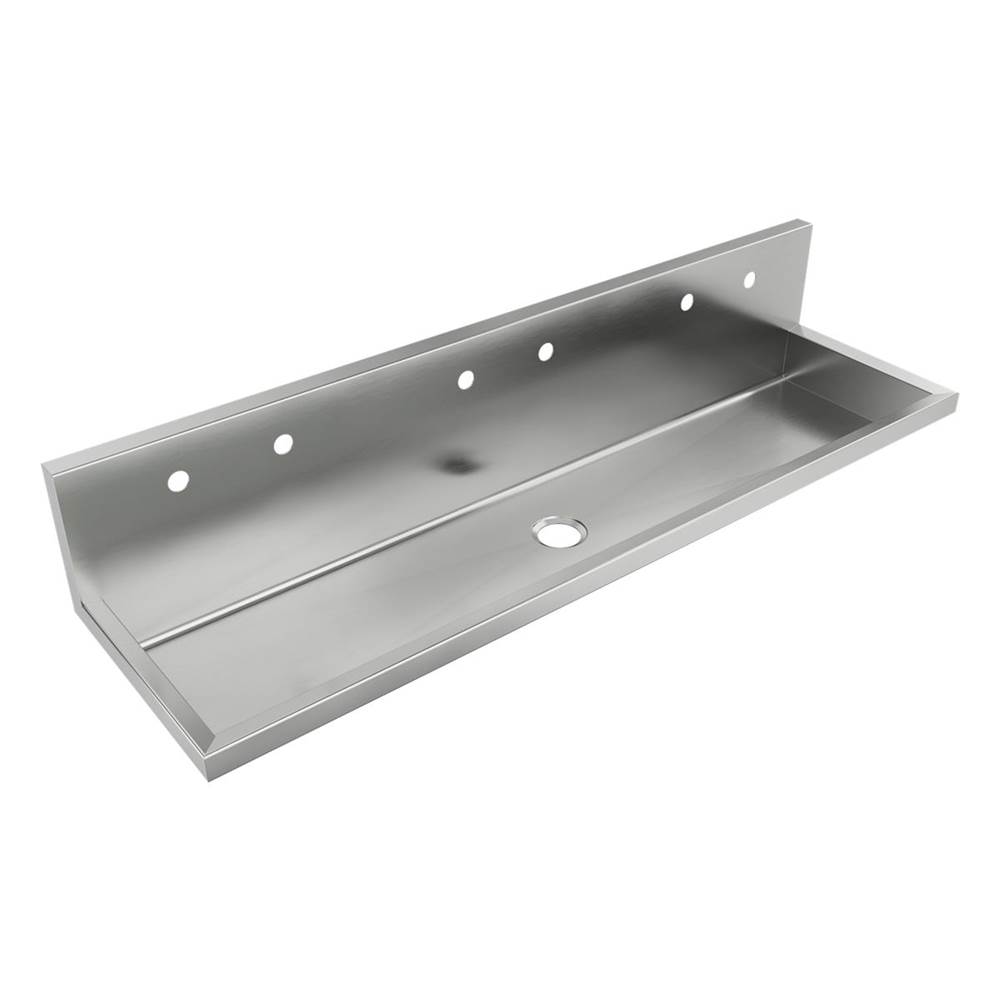 Just Manufacturing Stainless Steel 72'' x 20'' x 16'' Wall Hung Multi-Station 6-Hole Surgeon Scrub ADA Sink