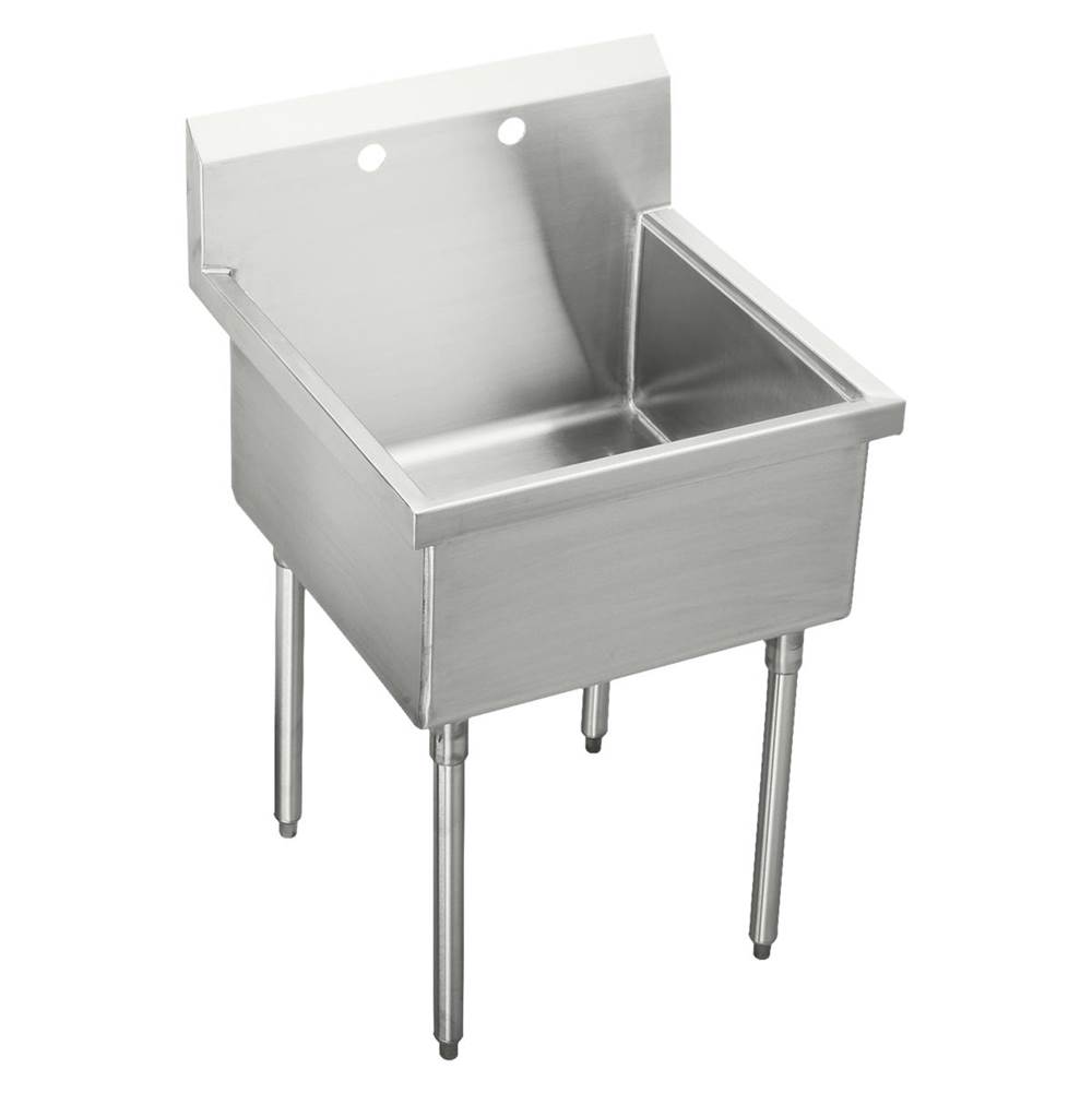 Just Manufacturing Stainless Steel 27'' x 27-1/2'' x 14'' Floor Mount Single 2-Hole Scullery Sink w/coved corners