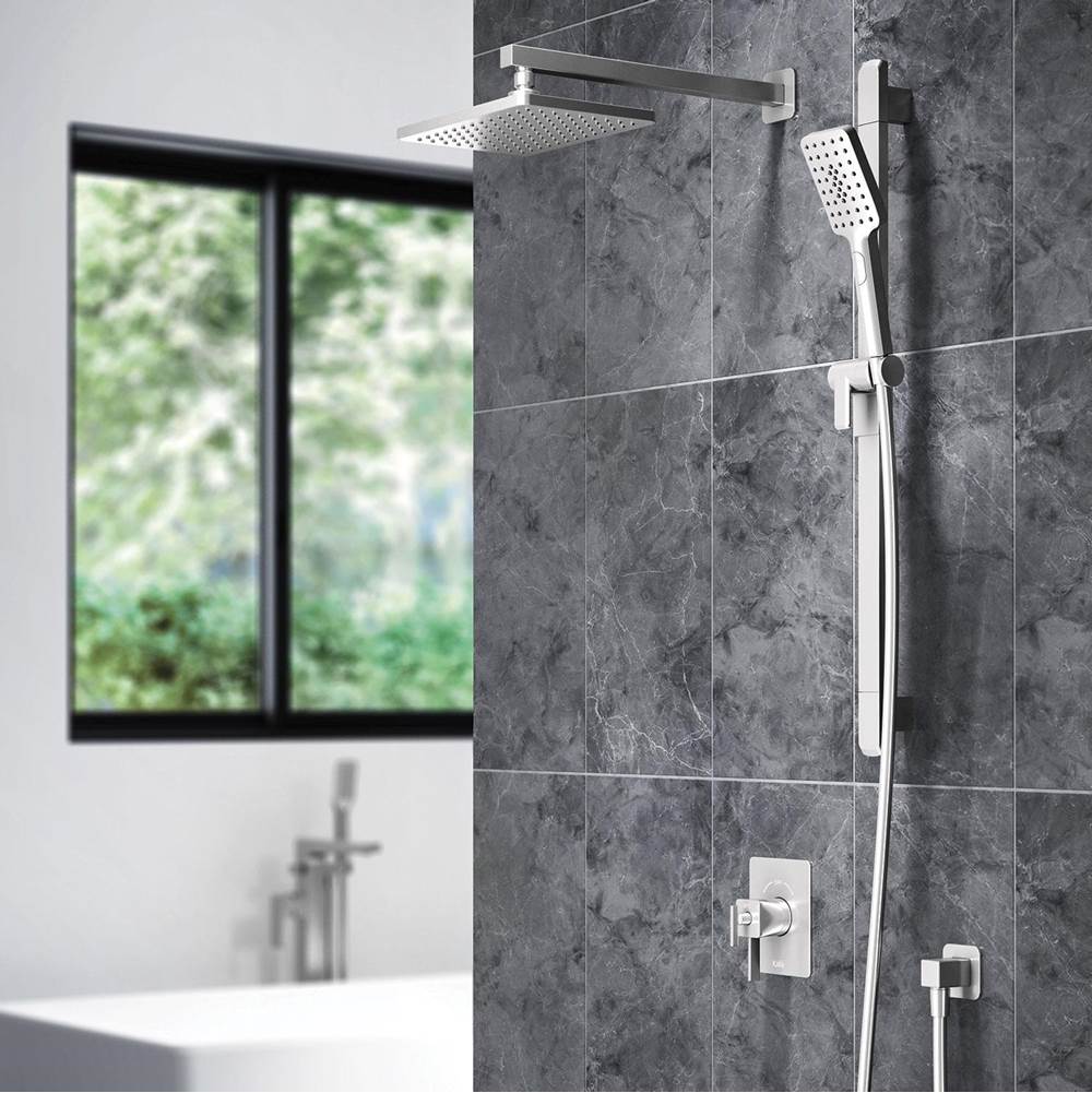 Kalia SquareOne™ TCG1  Water Efficient AQUATONIK™ T/P Coaxial Shower System with Wallarm Pure Nickel PVD