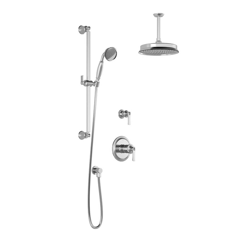 Kalia RUSTIK™ TG2 : Water Efficient Thermostatic Shower System with Vertical Ceiling Arm Chrome