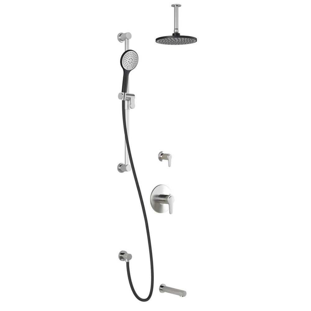 Kalia KONTOUR™ TG3 (Valves Not Included) : Water Efficient Thermostatic Shower System with Vertical Ceiling Arm Black/Chrome