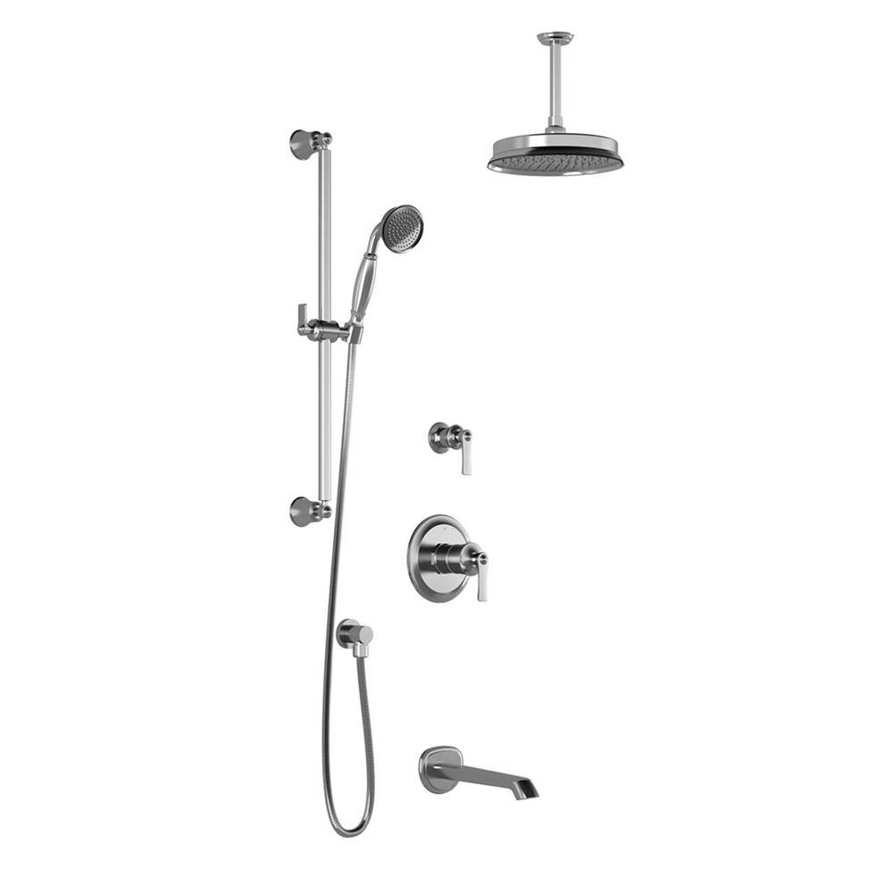 Kalia RUSTIK™ TG3 : Water Efficient Thermostatic Shower System with Vertical Ceiling Arm Chrome