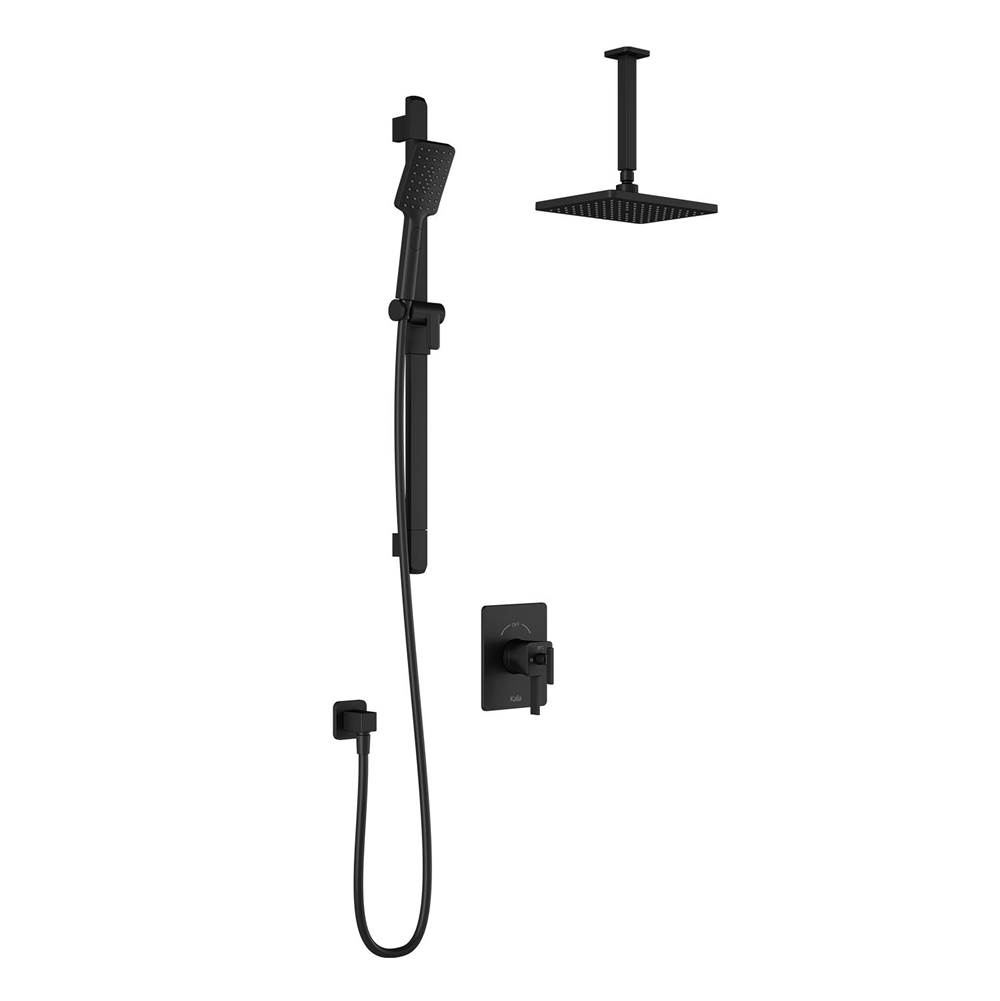 Kalia SquareOne™ TCD1 AQUATONIK™ T/P Coaxial Shower System with Vertical Ceiling Arm Matte Black