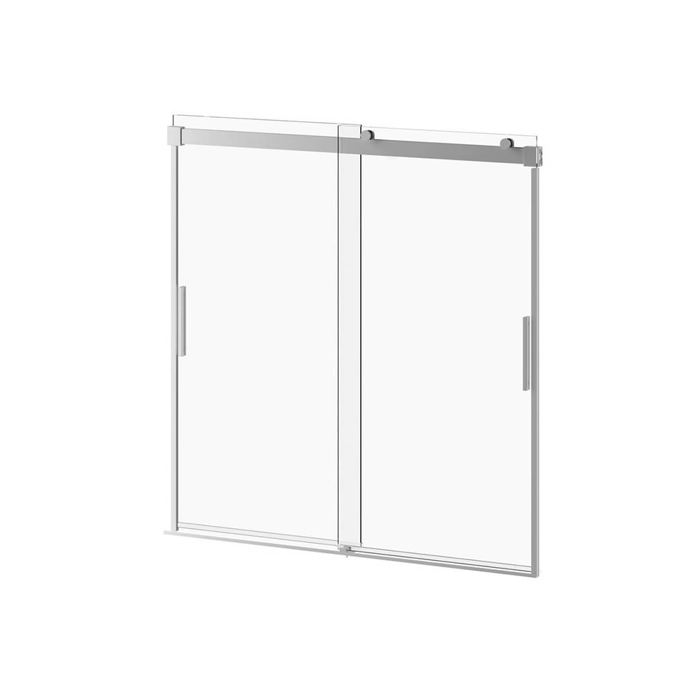 Kalia AKCESS™ 2-Panel Sliding Bathtub Door 60''x60'' Reversible Chrome Clear Duraclean Glass