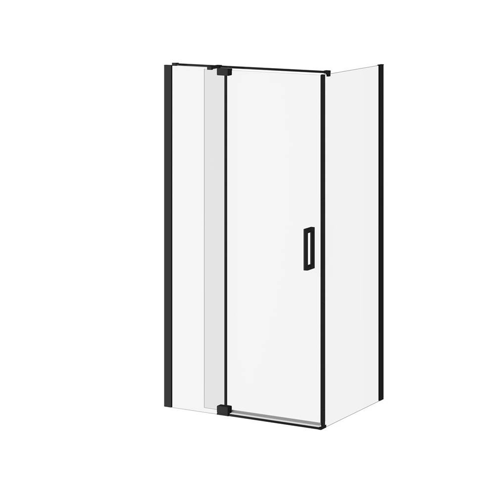 Kalia DISTINK™ 42''x77'' 2-Panel Pivot Shower Door for 36'' Corner Inst. (Reversible) Matte Black Clear Duraclean Glass