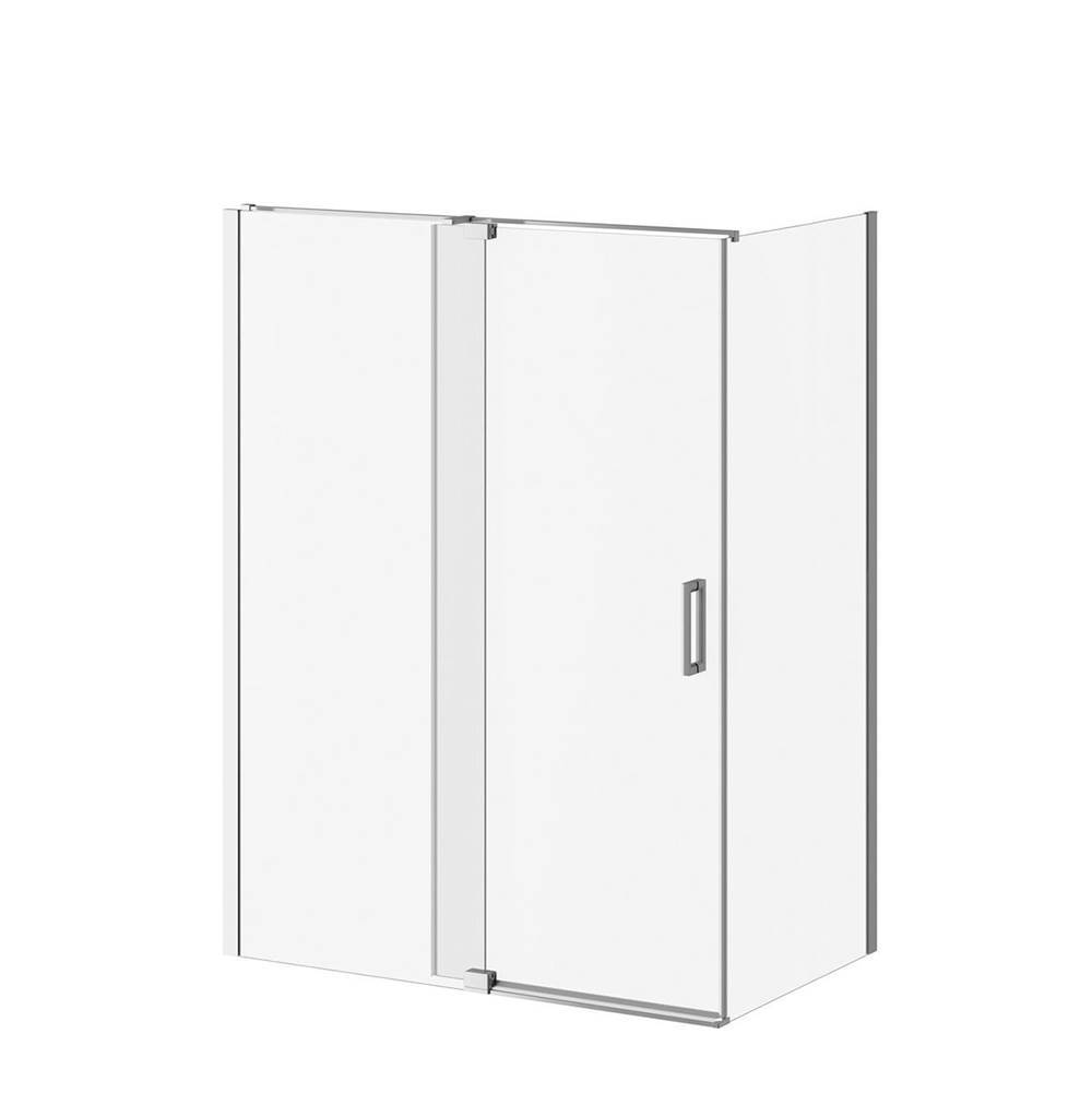 Kalia DISTINK™ 60''x77'' 2-Panel Pivot Shower Door for 32'' Corner Inst. (Reversible) Chrome Clear Duraclean Glass