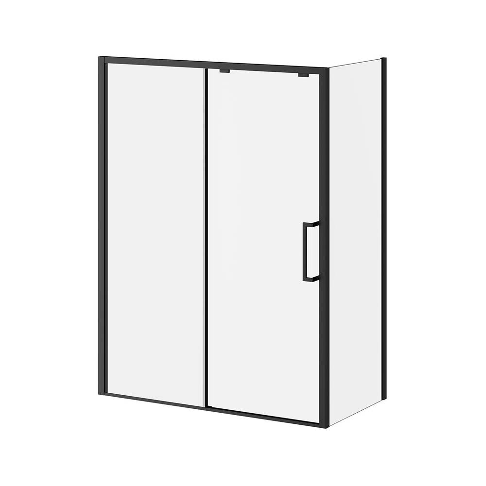 Kalia IKONIK 48''x79'' Sliding Shower Door Duraclean Glass with 32'' return panel Panel for corner Installation (Reversible) Matte Black