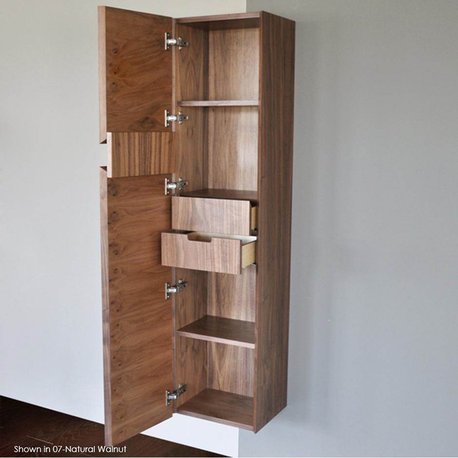 Lacava Wall-mount tall storage cabinet with adjustable shelves and two internal drawers. W: 15'' D: 12 1/2'' H: 61''