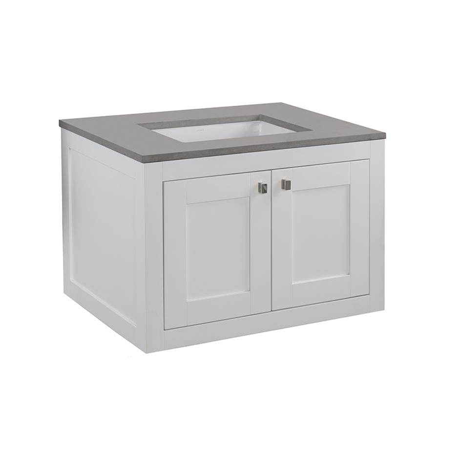 Lacava Wall-mount under-counter vanity with two doors (knobs included).