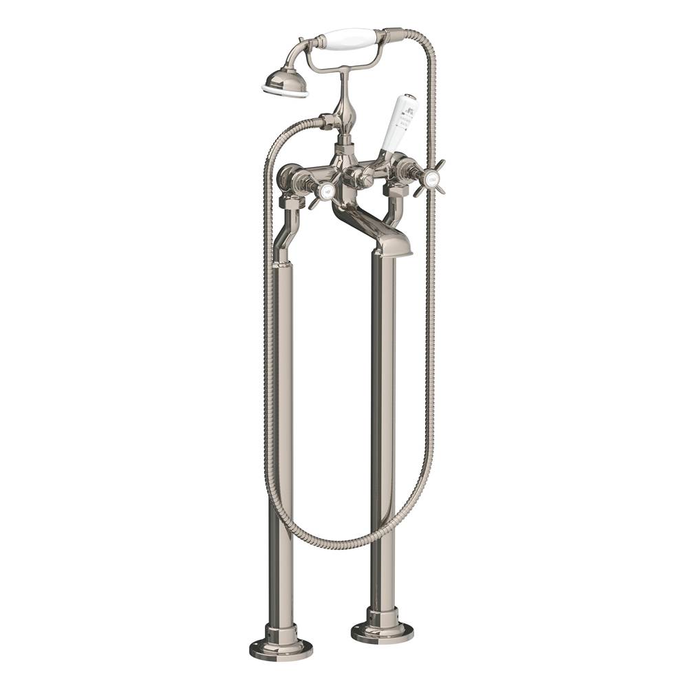 Lefroy Brooks Classic Cross Handle Freestanding Bath/Shower Mixer (Includes R1-4212 Rough), Silver Nickel