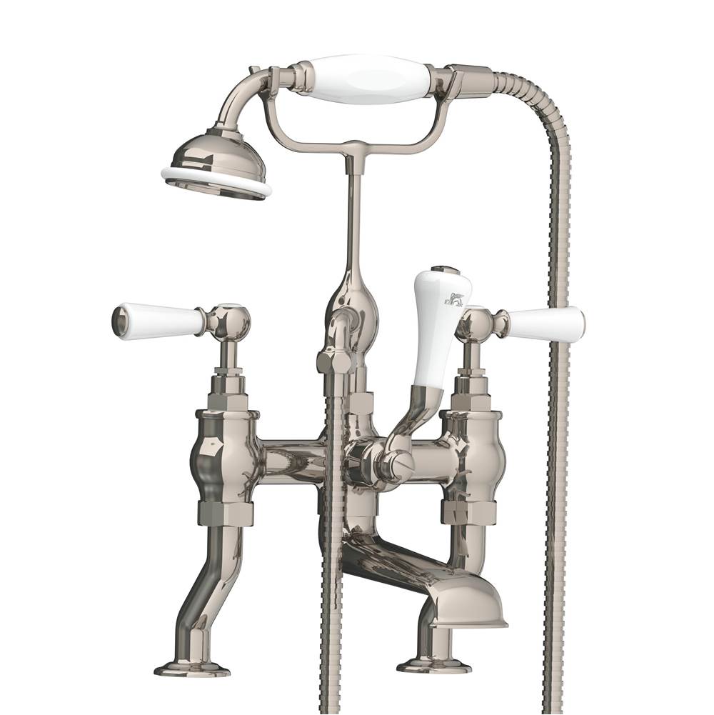 Lefroy Brooks Classic White Lever Deck Mounted Bath/Shower Mixer, Silver Nickel