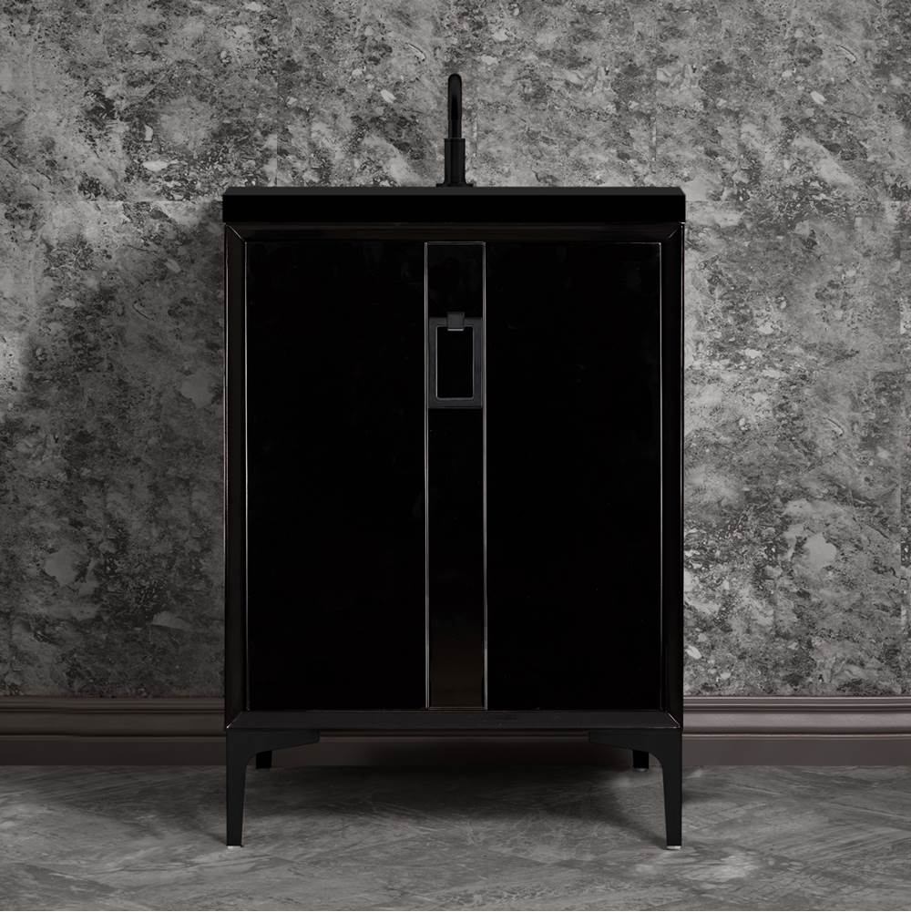 Linkasink Tuxedo 24'' Wide Black Vanity with Satin Black Coach Pull and Hardware, 24'' x 22'' x 33.5'' (without vanity top)