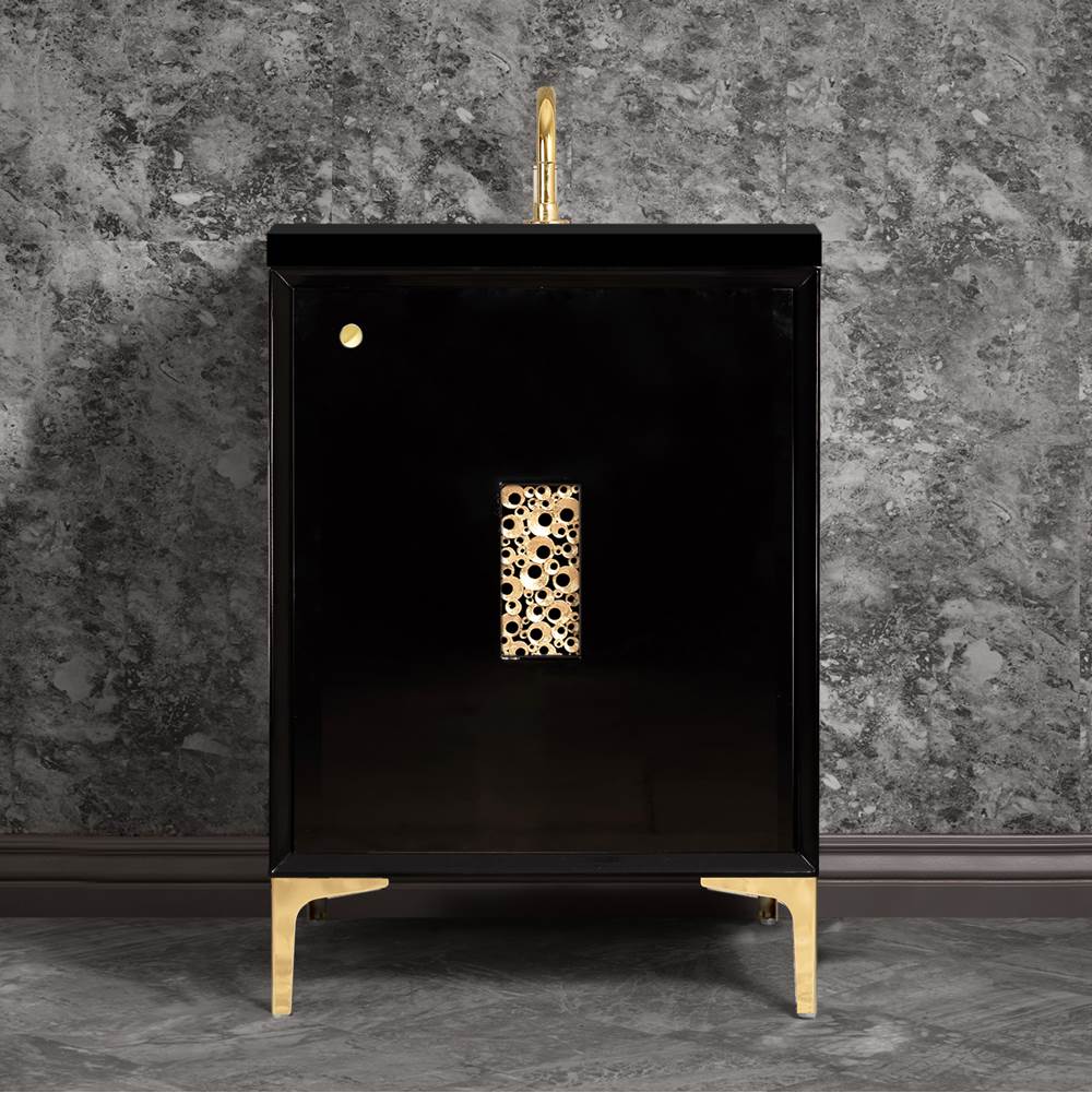 Linkasink Frame 24'' Wide Black Vanity with Polished Brass Coral Grate and Legs, 24'' x 22'' x 33.5'' (without vanity top)