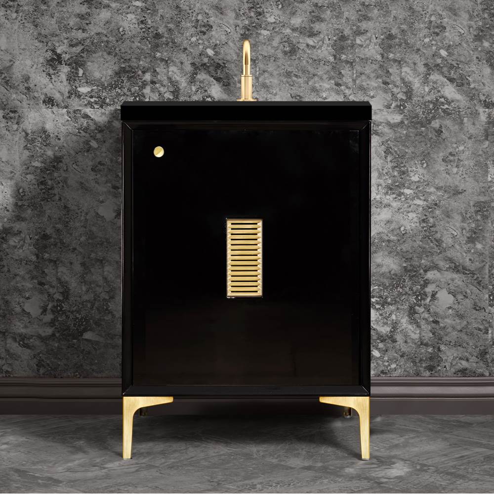 Linkasink Frame 24'' Wide Black Vanity with Satin Brass Louver Grate and Legs, 24'' x 22'' x 33.5'' (without vanity top)