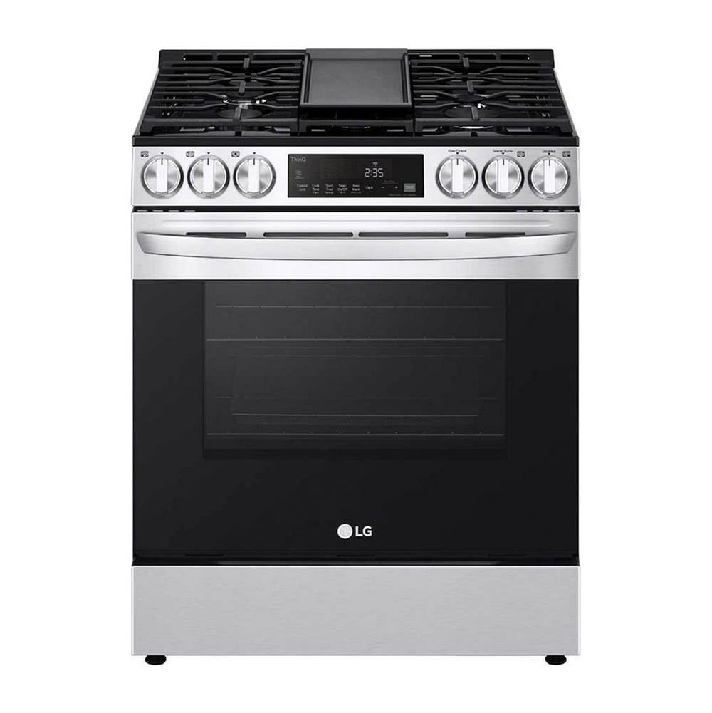 LG Appliances Single Oven Slide-in Gas Range, 5.8 cu-ft, Air Fry, Fan Convection, EasyClean plus Self Clean, ThinQ, PrintProof Stainless Steel