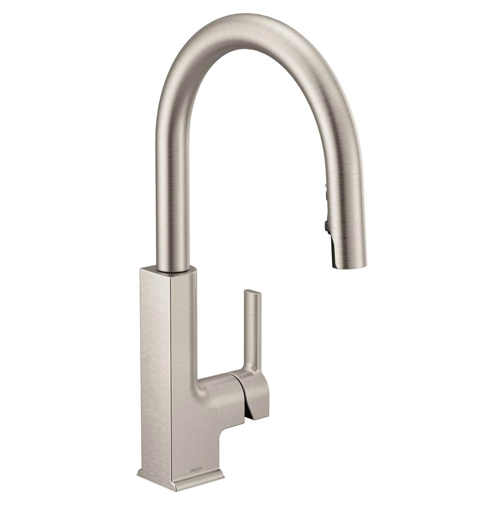 Moen STO One Handle High Arc Pulldown Modern Kitchen Faucet with Power Clean, Spot Resist Stainless