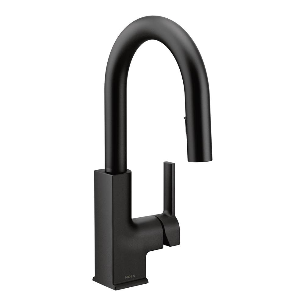 Moen STO One-Handle High Arc Pulldown Bar Faucet Featuring Reflex, Matte Black