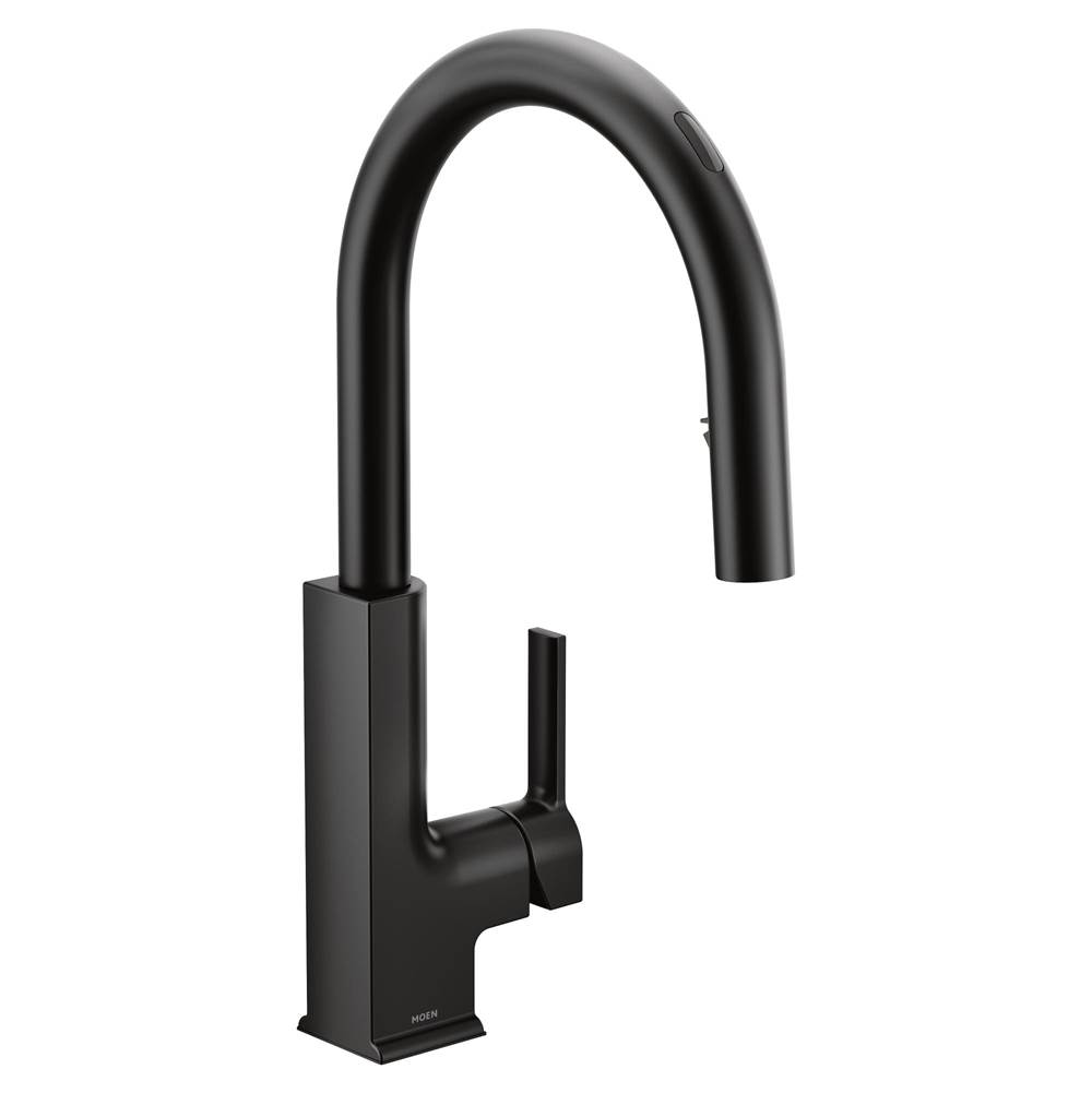Moen STo Smart Faucet Touchless Pull Down Sprayer Kitchen Faucet with Voice Control and Power Boost, Matte Black