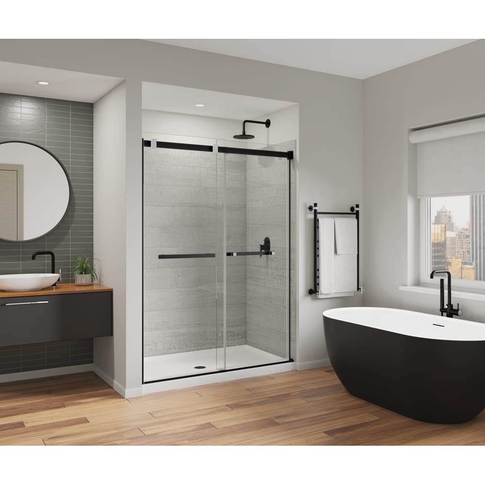 Maax Duel Alto 56-59 X 78 in. 8mm Bypass Shower Door for Alcove Installation with GlassShield® glass in Matte Black & Chrome