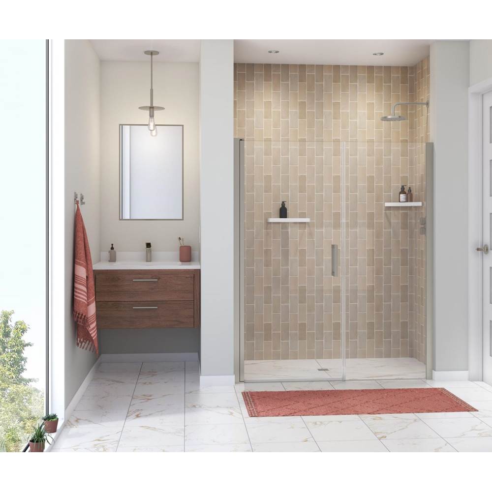Maax Manhattan 55-57 x 68 in. 6 mm Pivot Shower Door for Alcove Installation with Clear glass & Square Handle in Brushed Nickel