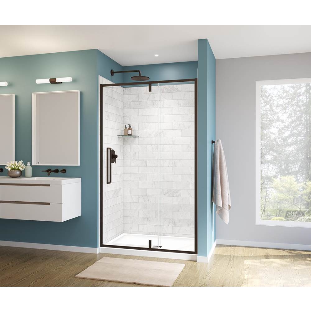 Maax Uptown 45-47 x 76 in. 8 mm Pivot Shower Door for Alcove Installation with Clear glass in Dark Bronze