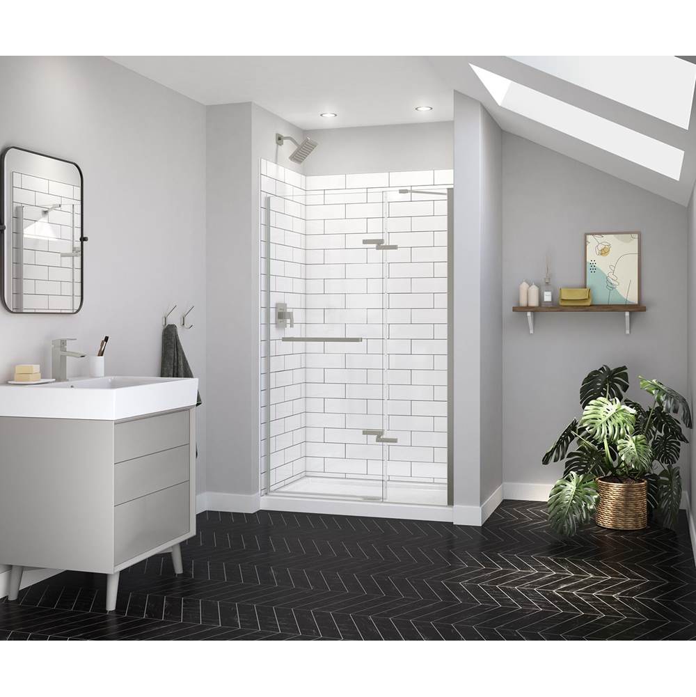 Maax Reveal Sleek 71 44-47 x 71 1/2 in. 8mm Pivot Shower Door for Alcove Installation with Clear glass in Brushed Nickel