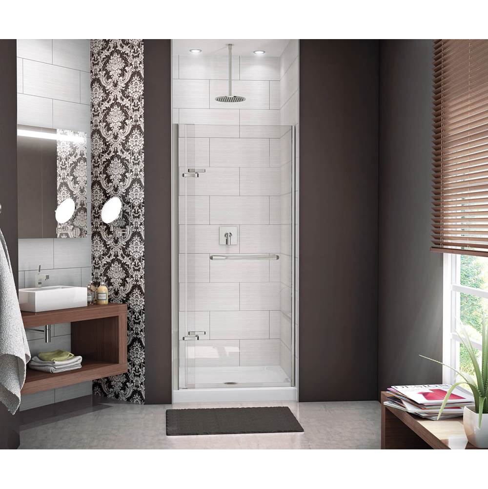 Maax Reveal 71 32 1/2-35 1/2 x 71 1/2 in. 8mm Pivot Shower Door for Alcove Installation with Clear glass in Brushed Nickel