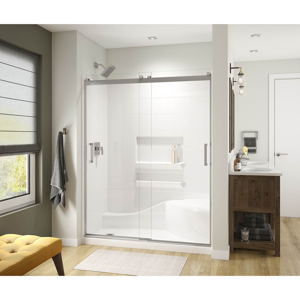 Maax Revelation Square 56-59 x 70 1/2-73 in. 6 mm Sliding Shower Door for Alcove Installation with Clear glass in Chrome