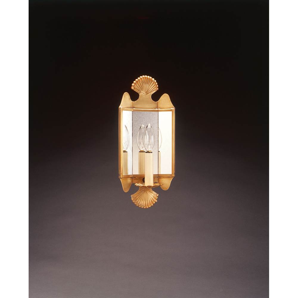 Northeast Lantern Mirrored Wall Sconce Crimp Top And Bottom Antique Brass 1 Cnadelabra Socket Plain Mirror