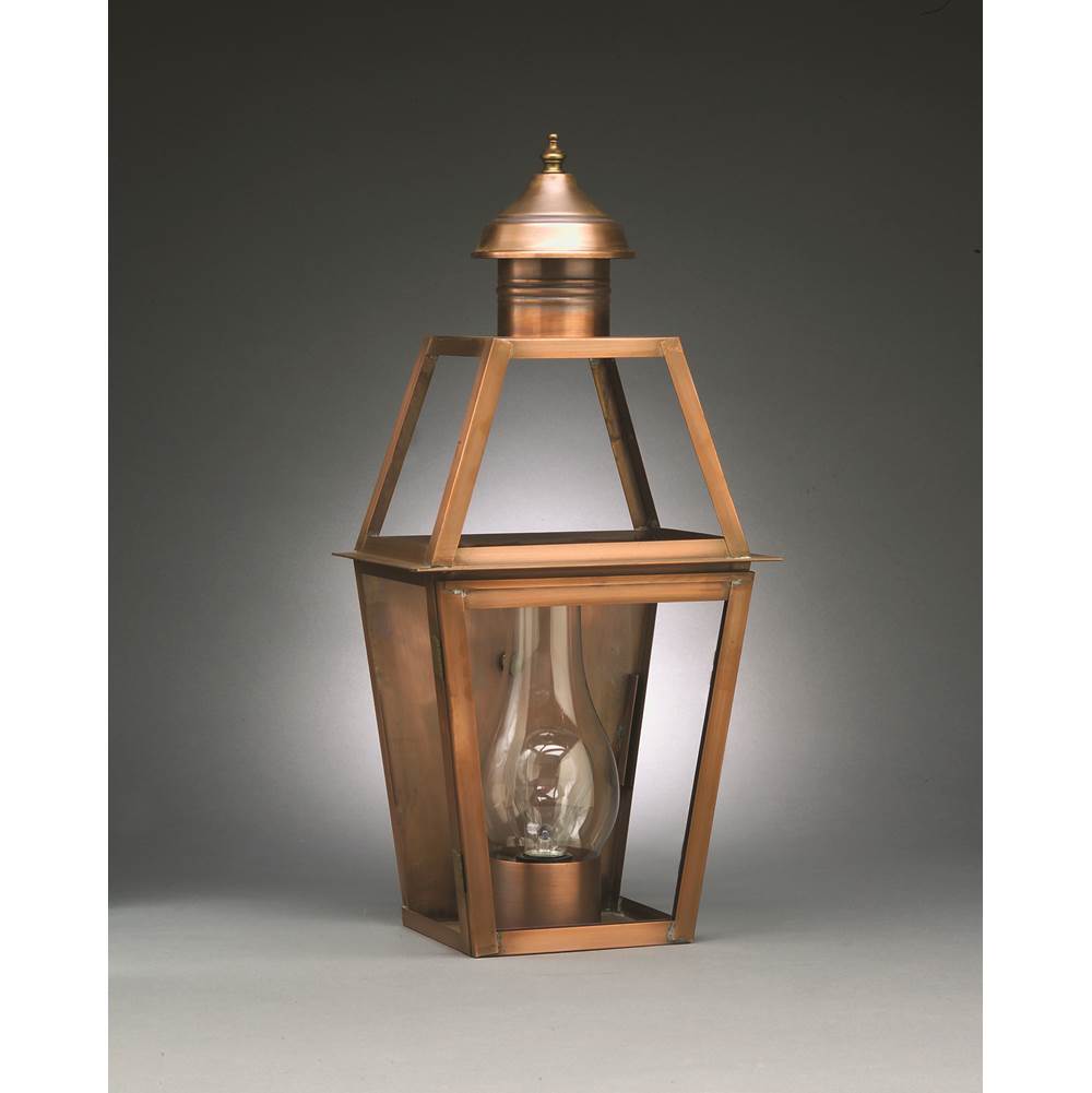 Northeast Lantern Tapered Wall Antique Brass Medium Base Socket With Chimney Clear Glass