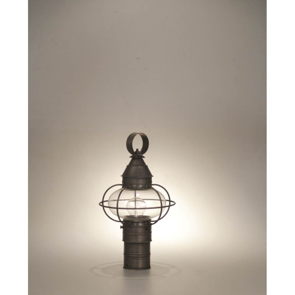 Northeast Lantern Caged Onion Post Dark Antique Brass Medium Base Socket Clear Glass