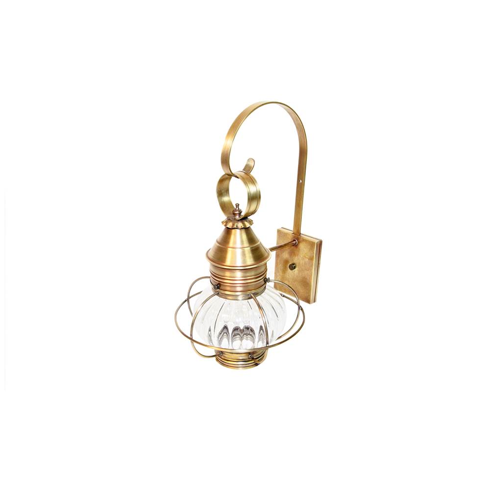 Northeast Lantern Caged Onion Wall Antique Brass Medium Base Socket Optic Glass