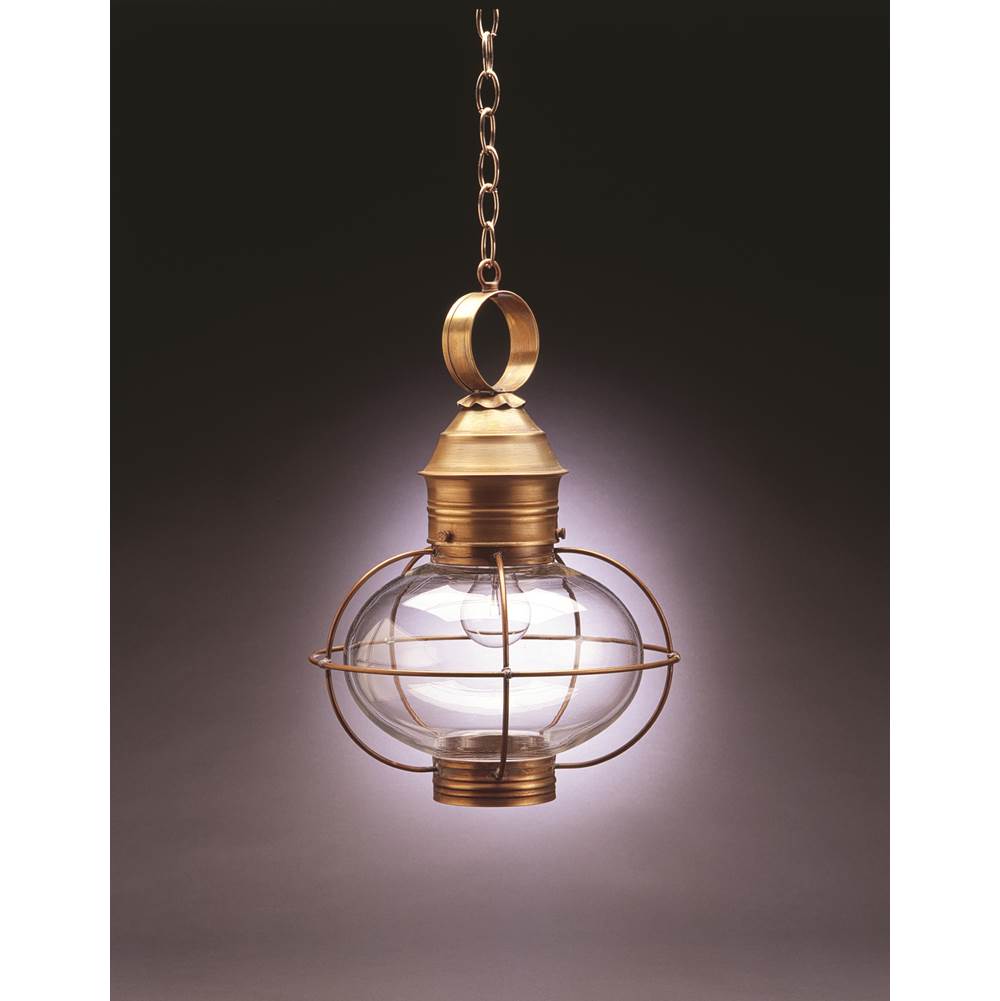 Northeast Lantern Caged Onion Hanging Dark Antique Brass Medium Base Socket Clear Glass