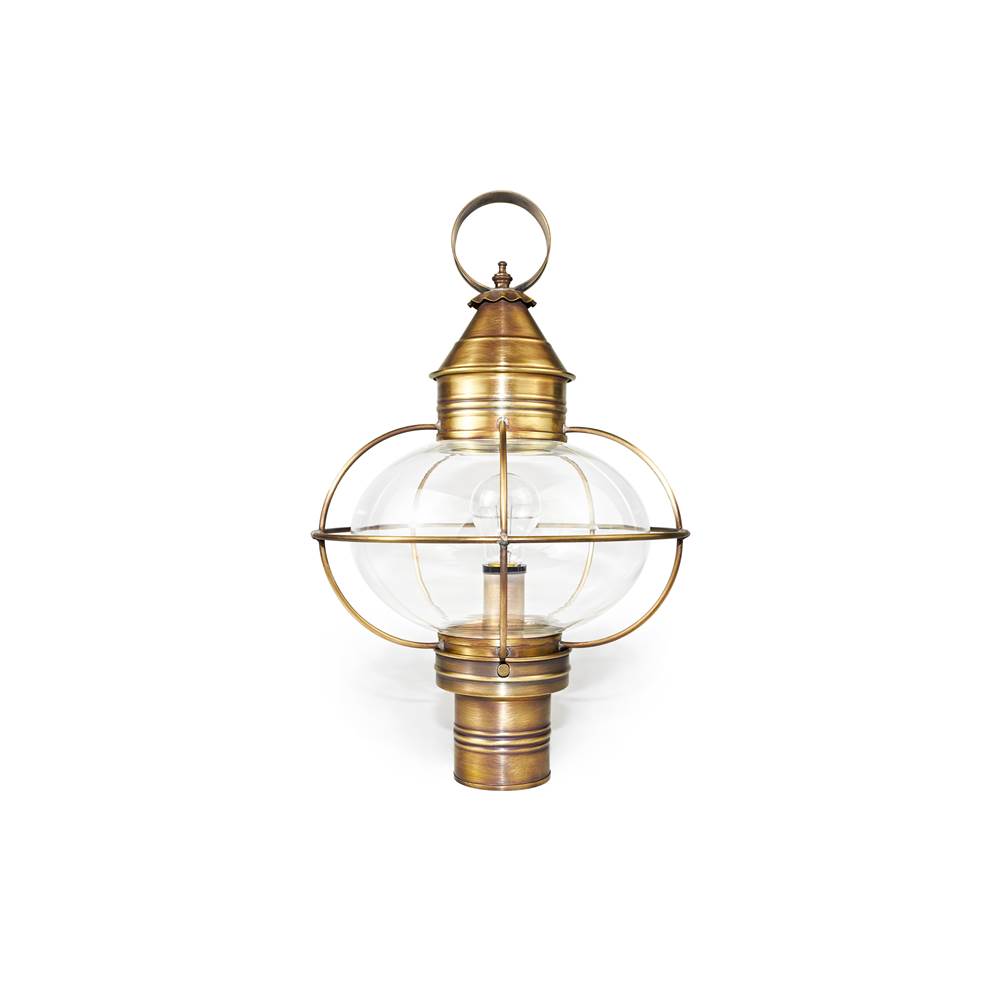 Northeast Lantern Caged Onion Post Antique Copper 3 Candelabra Sockets Optic Seedy Glass