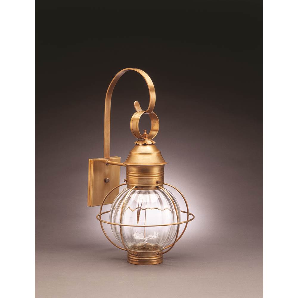 Northeast Lantern Caged Round Wall Dark Antique Brass Medium Base Socket Optic Glass