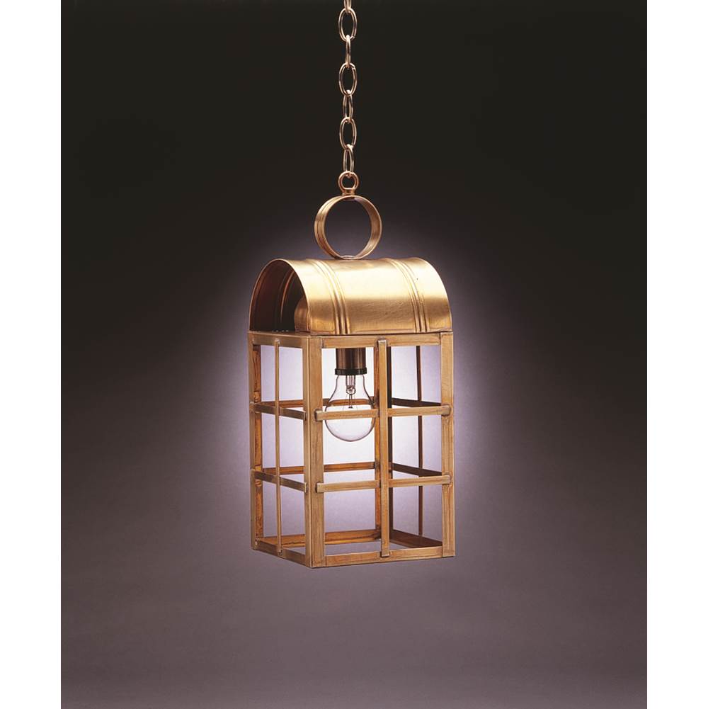 Northeast Lantern Culvert Top H-Bars Hanging Antique Copper Medium Base Socket Clear Glass