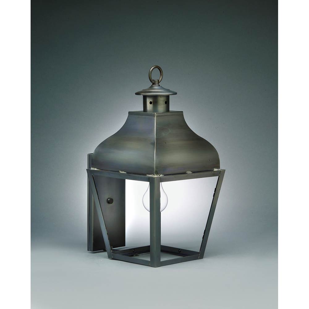 Northeast Lantern Curved Top Wall Dark Antique Brass Medium Base Socket Clear Glass