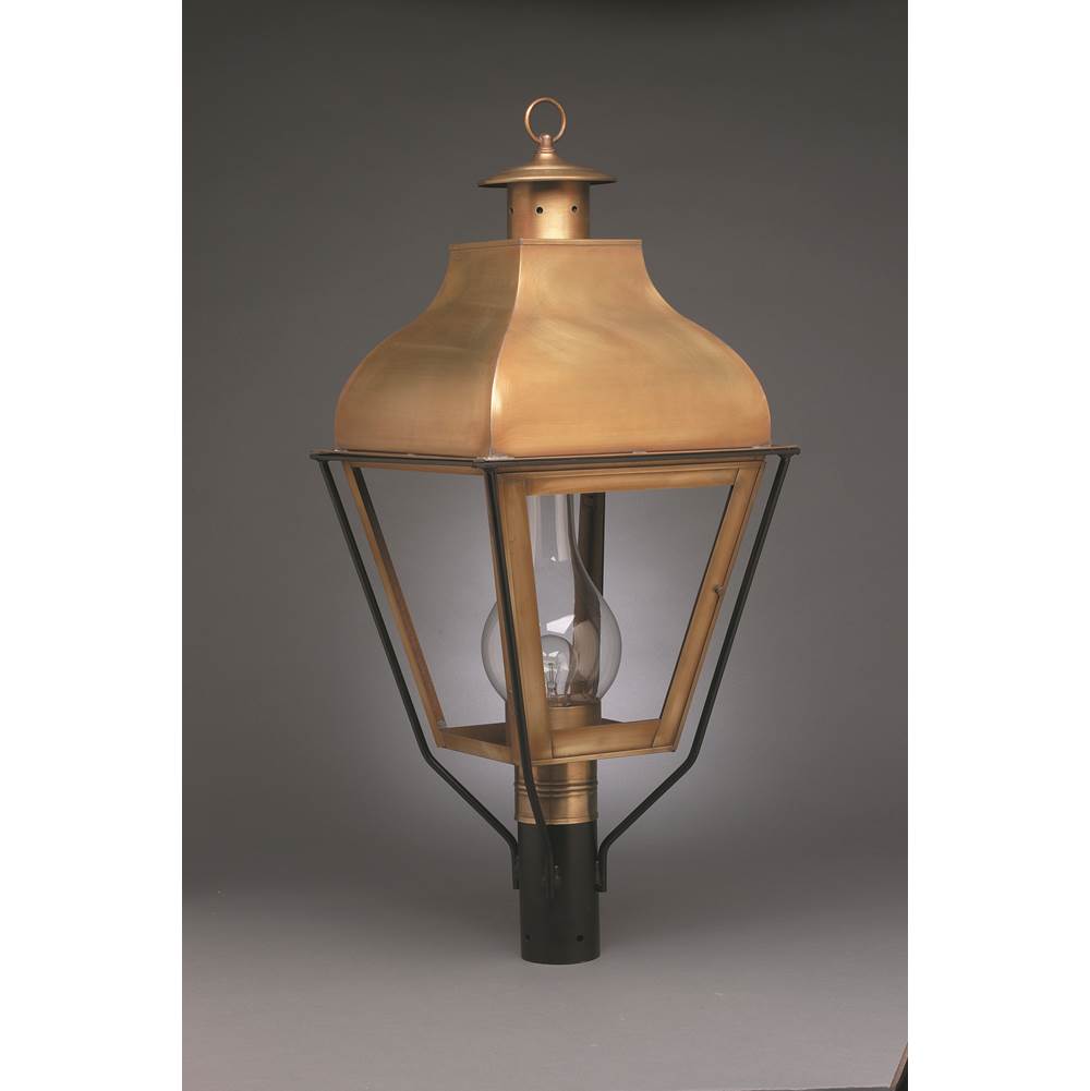 Northeast Lantern Curved Top Post Verdi Gris Medium Base Socket With Chimney Clear Glass